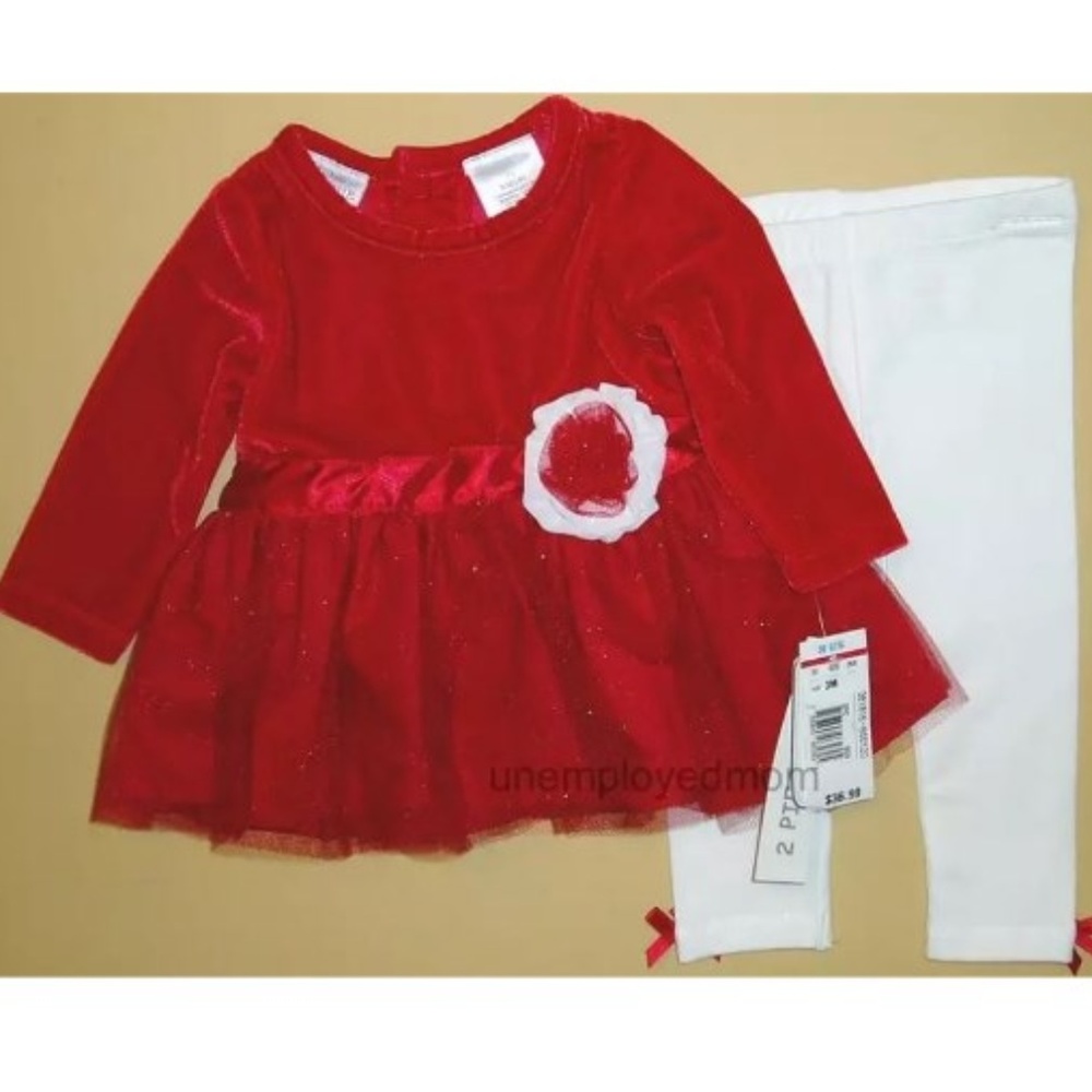 Valentine's Day Dress Legging Top 1st Outfit Baby Girls Red Winter White